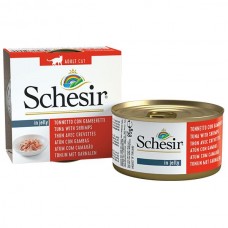 Schesir Tuna with Shrimps ТУНЕЦ с КРЕВЕТКАМИ в желе влажный корм консервы для кошек 85 г (750044)